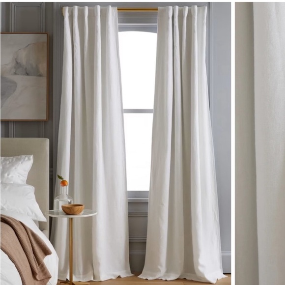 NWT QUINCE Set Of 2 48x84 European Linen Room Darkening Curtains Cream 2514